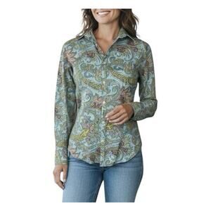 Ralph Lauren Black Label Paisley Button Up Collared Shirt 100% Cotton Size 8